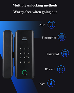 Serrure de porte intelligente TUYA WIFI & pour déverrouillage à distance sur le cloud, empreinte digitale, clé, mot de passe, <span class=keywords><strong>carte</strong></span>, biométrique, serrure de porte en verre - Product Image 3