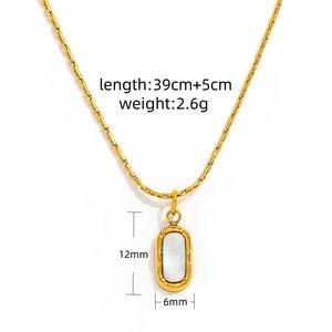 Collar JOOLIM de Acero Inoxidable de Alta Gama con Colgante Ovalado de Piedra Natural Colorida Chapado en Oro de 18K para Venta al por Mayor - Product Image 5