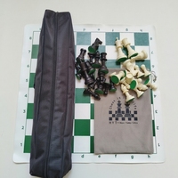 Jeu d'échecs en cuir 43 cm, Roi 6,5 cm, Plateau enroulable, Sac Oxford, Kit de stratégie classique portable pour Tournoi, École, Club, Entraînement