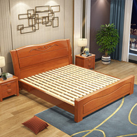 Lit en bois de bonne qualité, design moderne Lit double en bois massif avec grand rangement et boîte