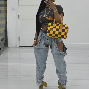 Jeans Elásticos de Moda para Mujer con Cierre y Diseño Irregular Calado - Product Image 4