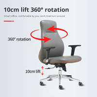 Chaise de bureau ergonomique à dossier moyen avec accoudoirs réglables, pivotante, avec support lombaire et base en acier pour le bureau à domicile