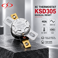 Thermostat XC KSD305 40A 250V AC à réinitialisation manuelle, interrupteur de contrôle de température bimétallique certifié CQC pour chauffe-eau, interrupteur électrique