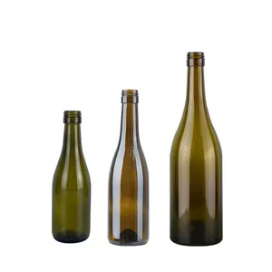 Botol kaca anggur sampanye murah segel sekrup merah anggur 187 ml 375 ml kecil mini kustom kosong