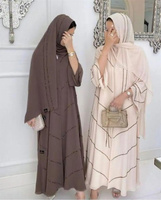 Abaya Kaftan Noir de Luxe Personnalisé du Moyen-Orient Ornée de Pierres et Perles – Modèle Dubaï