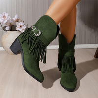 Bottes noires western pour femmes en gros, grandes tailles, bottines à talons hauts pour dames