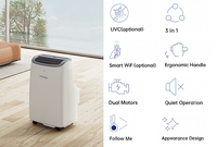 Climatiseur portable intelligent Wi-Fi avec fonction de purification d'air UV-C et verrouillage enfant, 9000 BTU, pour grandes pièces domestiques