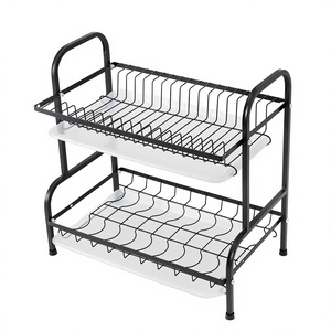 Escurridor de Platos Metálico de 2 Niveles con Bandeja de Drenaje, Resistente al Óxido, Organizador de Cocina Tipo Vertical - Product Image 6