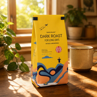 Sachet de café imprimé sur mesure à fond carré pour torréfacteur domestique et emballage de café moulu pour café