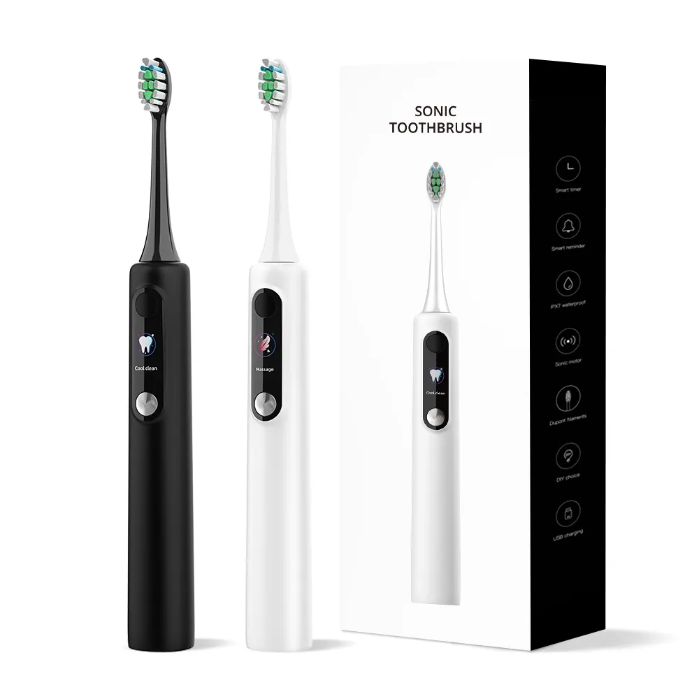 Cepillo de dientes eléctrico con pantalla Lcd, cepillo de dientes inteligente, bricolaje, disponible