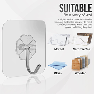 Ganchos Adhesivos Transparentes Multifuncionales, Sin Perforaciones, Sin Marcas, para Pared, Estilo Nórdico, Venta al Por Mayor - Product Image 4
