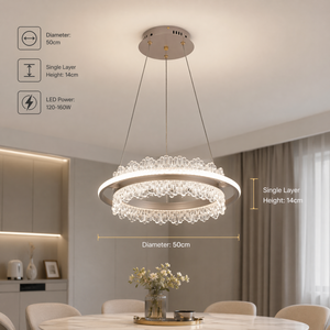 Lustre moderne en fer rond à anneau, dimmable, télécommande tricolore, pour salle à manger, salon, décoration intérieure, 50 cm, 120 W - Product Image 4