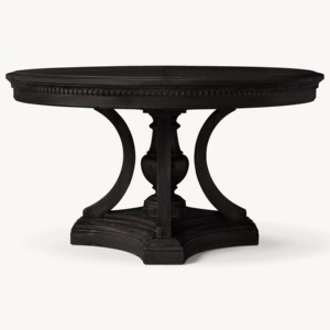 <span class=keywords><strong>Tavolo</strong></span> da Pranzo Rotondo Intagliato in Stile Antico, Marrone Chiaro, <span class=keywords><strong>Tavolo</strong></span> da Pranzo <span class=keywords><strong>Rustico</strong></span> in <span class=keywords><strong>Legno</strong></span> Massello Stile Country Americano - Product Image 3