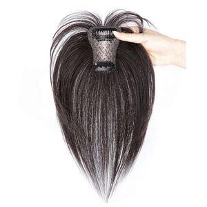 Parrucca 3D con frangia effetto naturale e chignon alto, con extension di capelli veri per donna, modello Tulip 4*6-25CM - Product Image 1