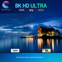 Projecteur intelligent portable WiFi Android 9 Superlieur M8 2G avec écran LCD, 200 lumens ANSI, résolution 1920x1080, haut-parleurs intégrés, prêt à l'emploi