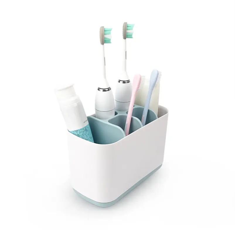 Supporto per porta dentifricio da bagno in plastica con Dispenser per spazzolino da denti con 5 slot multifunzionali per Organizer porta spazzolino da denti