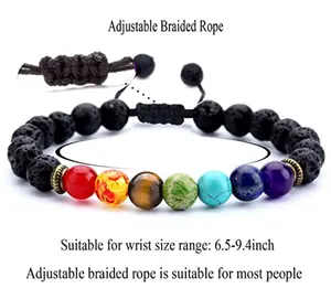 Hot Slle 8mm Lava Rock 7 chakra braccialetto di perline guarigione naturale equilibrio perline braccialetti Yoga braccialetti