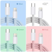 Câble de charge rapide USB-C vers Type-C en TPE tressé couleur macaron PD 60W pour iPhone 15/16/17 1-2M