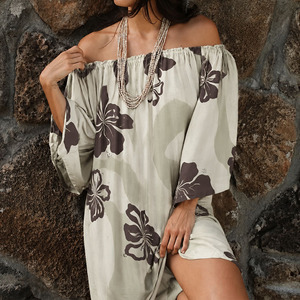 Robe de plage décontractée à épaules dénudées, design personnalisé OEM, haute qualité, 100% voile de rayonne, style hawaïen - Product Image 2