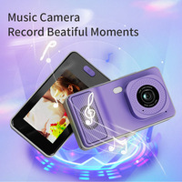 Mini caméra musicale pour enfants, écran tactile IPS 3,0 pouces, zoom 16x, vidéo 4K, 1080p, capteur CMOS haute résolution, filtre d'enregistrement, selfie, capacité maximale 128 Go