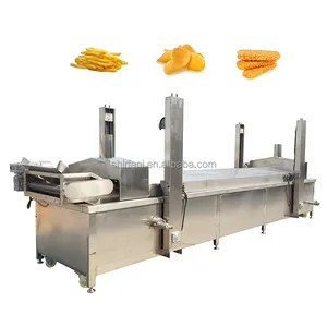 Fully Automatic Industrial Small Potato Chips Eggplant Snacks Continuous Mesh Belt Conveyor Frying Fryer Machine