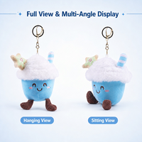 Peluche super douce 100% polyester, poupée en forme de tasse à glace brodée, jouet anti-stress