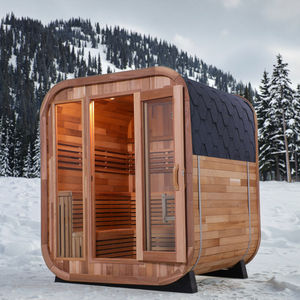 غرفة ساونا تقليدية خشبية من خشب الأرز تتسع لـ 6 أشخاص، غرفة ساونا جافة بالبخار مع تحكم ذكي، ساونا خارجية على شكل برميل - Product Image 3
