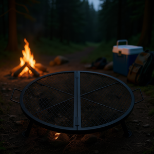 X-Marks Fire Pit Grill Grate 36-Inch <b>Foldable</b> Steel Camping Cooking Grid With Handles Outdoor <b>BBQ</b> Grill - Product Image 2