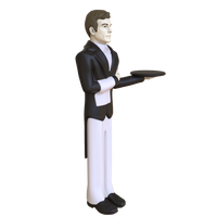 Vente en gros Statue de serveur en résine Figurine de serveur grandeur nature servant de majordome pour la décoration moderne de la maison et du restaurant