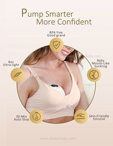 เครื่องปั๊มนมไฟฟ้าแบบสวมใส่ OEM สำหรับเด็กทารก 4 โหมด 12 ระดับ พร้อมกระเป๋าเก็บนม รุ่น S39 - Product Image 2