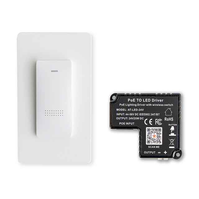 24V LED Driver PoE Lighting Dimmer Use for 24volt CV LED 802.3at Compliant PoE Driver for LED Strip Disc Lights Wireless Control