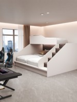 Lit superposé double pour dortoir, style capsule, en bois massif, taille standard, moderne et minimaliste, réglable, pour chambre et appartement