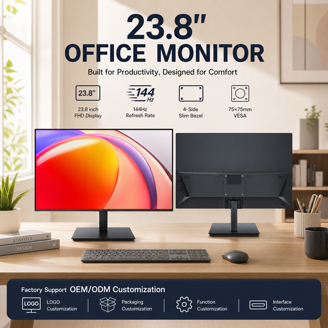 New Design 23.8 Inch FHD Office Computer Monitor 144Hz IPS Panel 4-Side Frameless Lcd Screen Desktop Gaming Monitor
