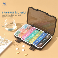 Dispenser Pil Reusable Food Grade dengan Cetakan SunMoon, Wadah Tablet untuk Pemberian Obat Pagi dan Malam di Panti Jompo