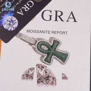 925 <b>Silver</b> Cross Pendant White Moissanite Rhodium Plated Jade Pendant Religious <b>Charm</b> GRA Certified Unisex Jewelry - Product Image 1