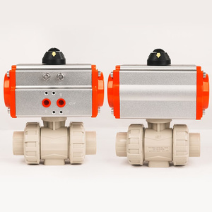 Vanne à boisseau sphérique pneumatique à double union PPH, vanne à boisseau sphérique en plastique résistante à la corrosion pour les conduites <span class=keywords><strong>de</strong></span> produits chimiques et <span class=keywords><strong>d</strong></span>'eaux usées - Product Image 3