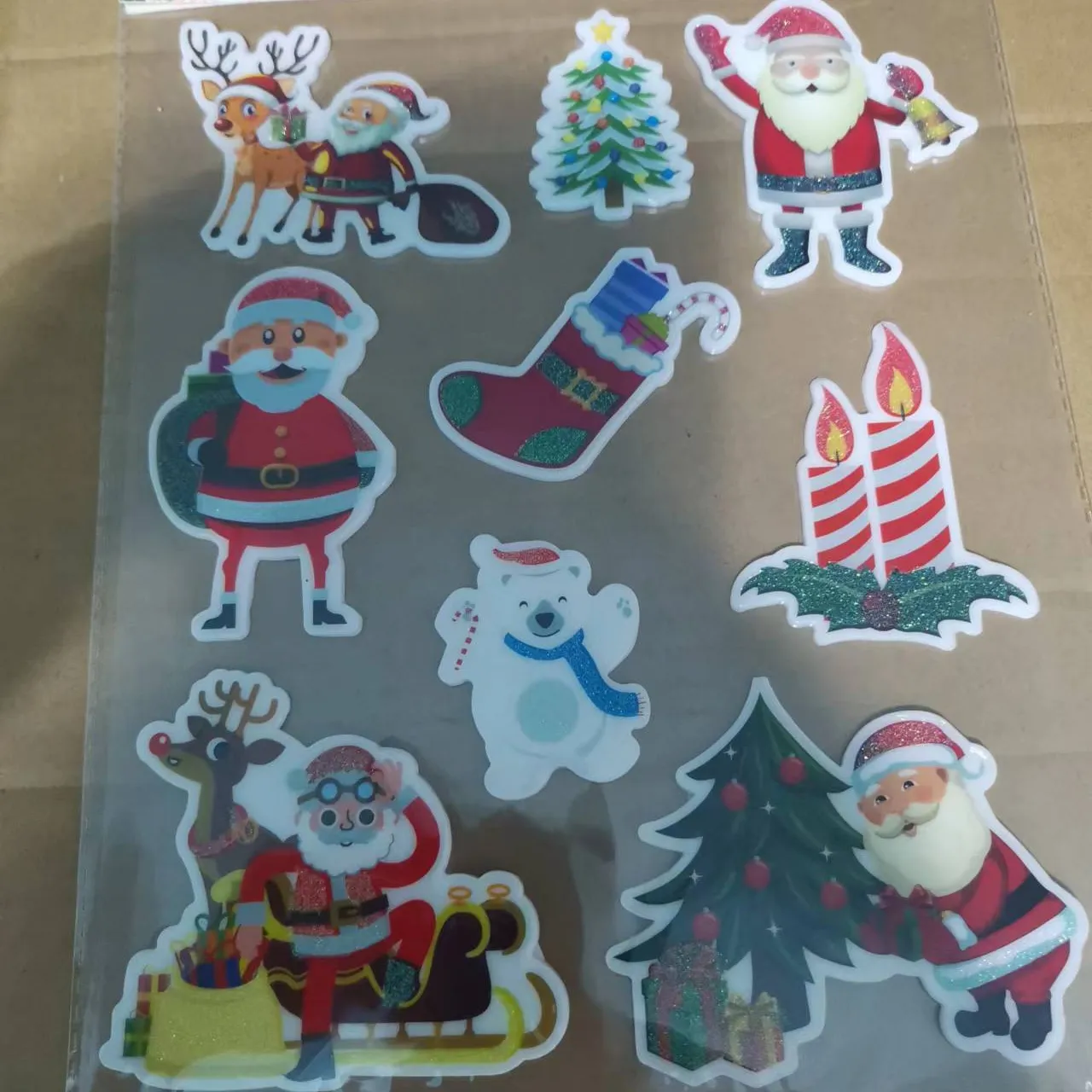 Newish özel dekoratif duvar çıkartmaları noel renk floresan pencere sticker