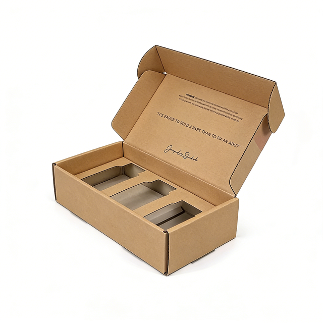 Custom Logo Recyclable Kraft Mailer Paper Box Protective Packaging for Glass Bottles Health Supplements Food Packaging Boxes