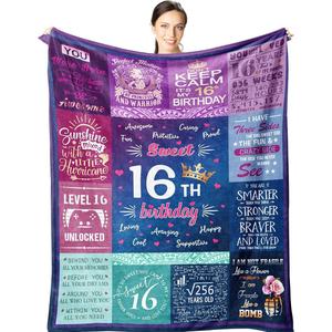 Couverture en flanelle avec citations sur le 16e anniversaire, légère et respirante pour la chaleur hivernale, impression personnalisée - Product Image 4
