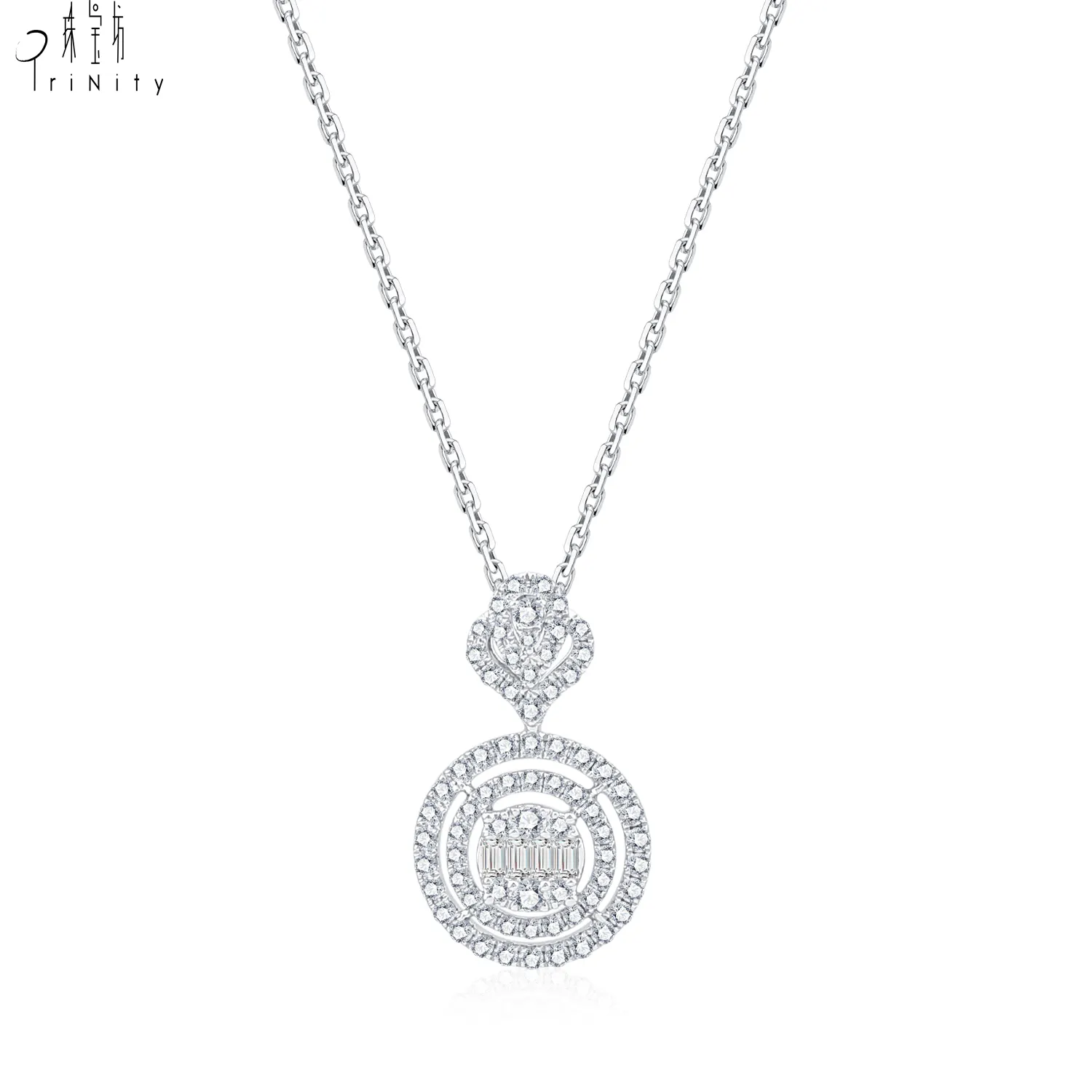 Good Quality Necklace Luxury Jewelry 18K Gold Natural Diamond Necklace Pendant Round Set With Full Diamond Fashion Versatile