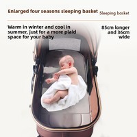 Poussette bébé multifonctionnelle légère et compacte, pliable, à double sens, avec panier en lin et cadre en acier inoxydable pour nouveau-né