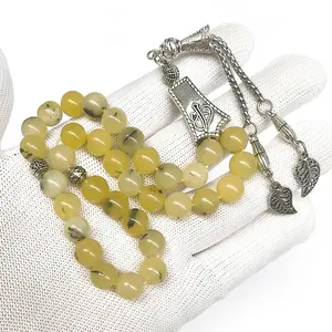 Cuentas de oración de jade de panal optimizadas naturales musulmanas de 33 cuentas | Conjunto de regalo islámico al por mayor Tasbih Ramadan | Turco Misbaha <span class=keywords><strong>Rosar</strong></span> - Product Image 1