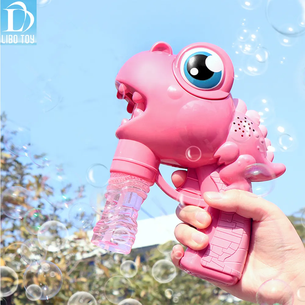 Wholesale Dinosaur Bubble Machine With Light and Music Cute Bubble Gun Water Toy For Kids
