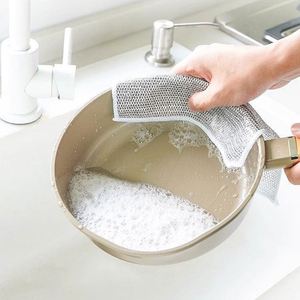 Double-Sided Dishcloth Kitchen Instead of Steel Wool Magical Scouring Pad Household <b>Silver</b> <b>Wire</b> Cleaning Cloths - Product Image 1