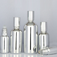Flacon à bille rechargeable en verre électroplaqué argenté Euro rond pour parfum et huiles essentielles – 5ml, 10ml, 15ml, 20ml, 30ml, 50ml, 100ml