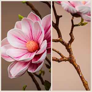 Fleurs de magnolia roses géantes en vrac Fleurs décoratives artificielles pour fleurs de magnolia artificielles d'intérieur avec <span class=keywords><strong>feuilles</strong></span> - Product Image 4