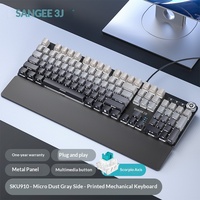 Clavier de jeu mécanique filaire avec repose-poignets, rétroéclairage RVB dégradé, commande par bouton rotatif, touches imprimées sur le côté