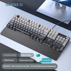 คีย์บอร์ดเกมมิ่งแบบมีสายพร้อมที่รองข้อมือ ไฟ RGB ไล่เฉดสี ปุ่มควบคุมแบบหมุน ปุ่มกดพิมพ์ลายด้านข้าง - Product Image 4