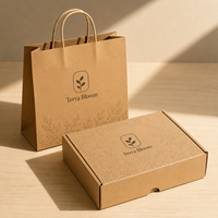 Ensemble d'emballages personnalisés en matériaux recyclés : Boîte d'expédition ondulée, Boîte avion, Sac mat, Sac cadeau en papier pour vêtements et chaussettes