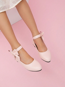 Zapatos Mary Jane de Princesa para Niñas, Zapatos de Vestir Planos de Moda con Suela Suave de Cuero, Hebilla con Lazo y Diseño a Cuadros - Product Image 2